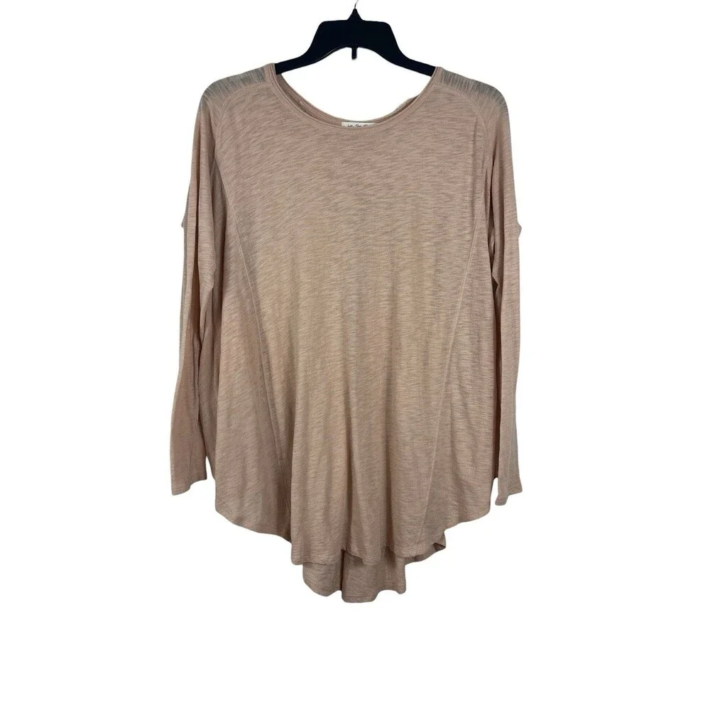 We The Free Free People Oversized Tunic Top Blush Long Sleeve Asymmetrical Hem M